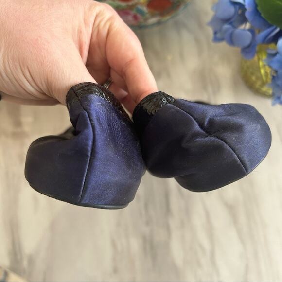 Linea Paolo Navy Satin & Black Patent Leather Ballet Flat - Picture 5 of 7